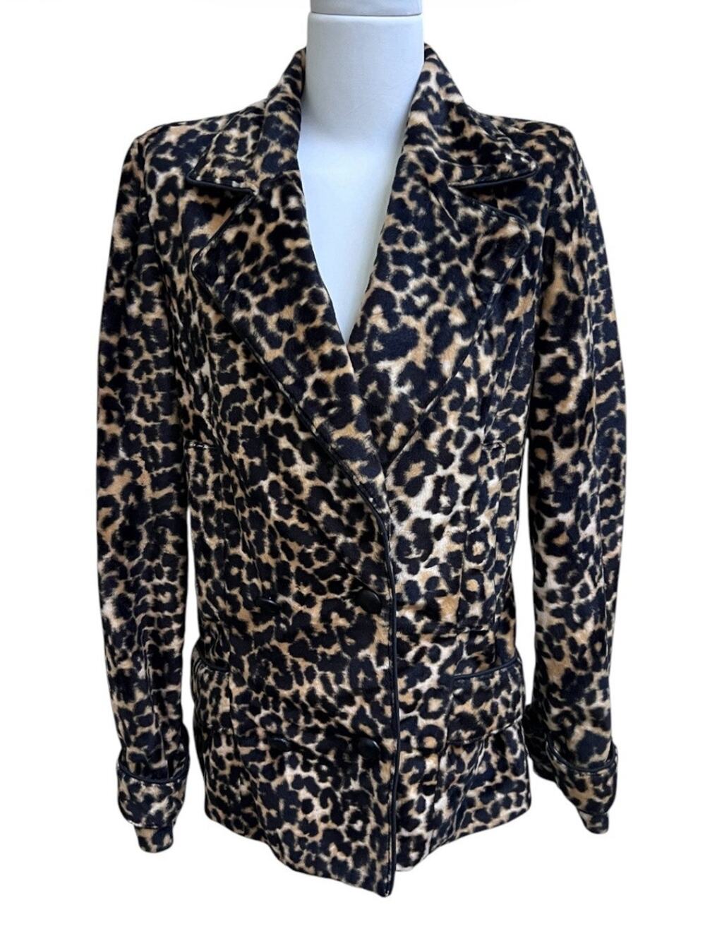 Rodarte for Target Leopard Coat Jacket Sz S Faux Fur Double Breasted